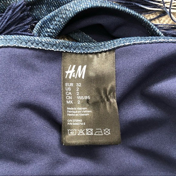 H&M Jean Print Bandeau Zip Bikini Top & Tassle Bikini Bottom - Picture 7 of 7